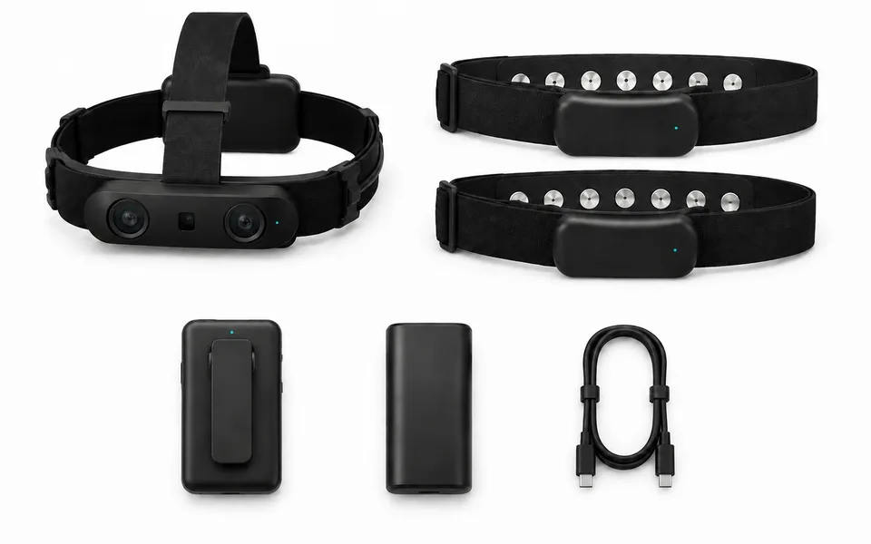 The MIRO-Ego capture kit: head unit, sEMG armbands and recorder.